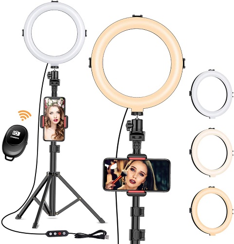 Viewow Dimmable Selfie Ring Light With Tripod Stand