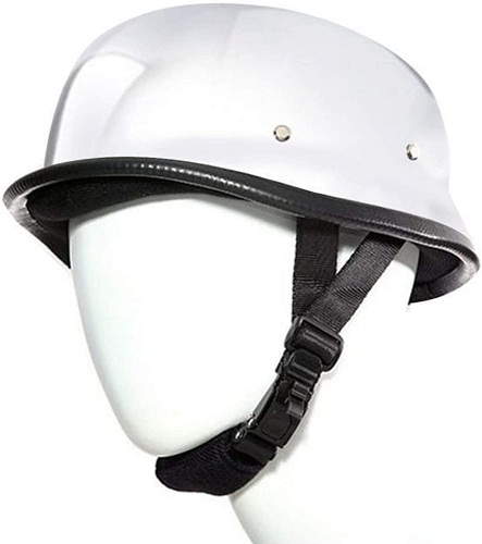 German Chrome Silver Novelty Skull Cap Half Helmet