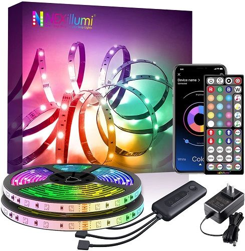 50FT LED strip lights phone app control with IR remote built-in mic music sync